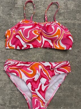 SHEIN Pink & Orange Girls Bikini Set Girls size 12-13 year old. New without tag